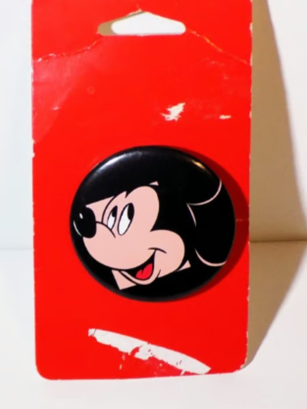 Rare Vintage NOC 1960s Disney Mickey Mouse Button Pin Made in USA On Card